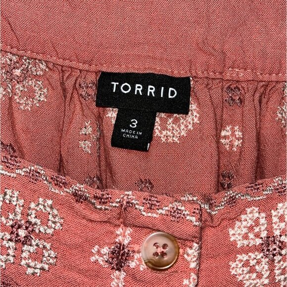 torrid  Bohemian Embroidered  Floral Short Sleeve  Blouse Women’s Size 3x - Picture 6 of 10